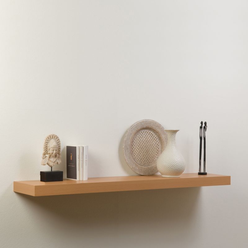 BandQ Floating Shelf Kit Beech Effect L80cm