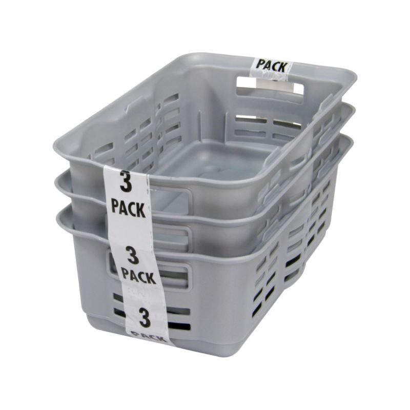 BandQ Core Basket Pack Of 3 Silver Effect Small