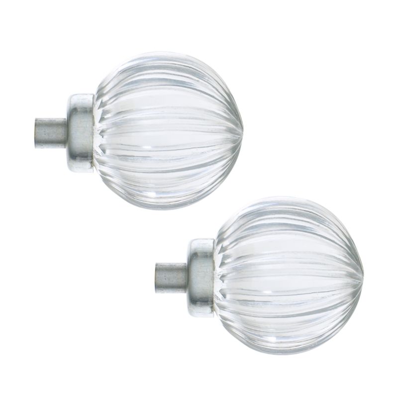Colours Ribbed Glass Ball Curtain Pole Finials for 19mm
