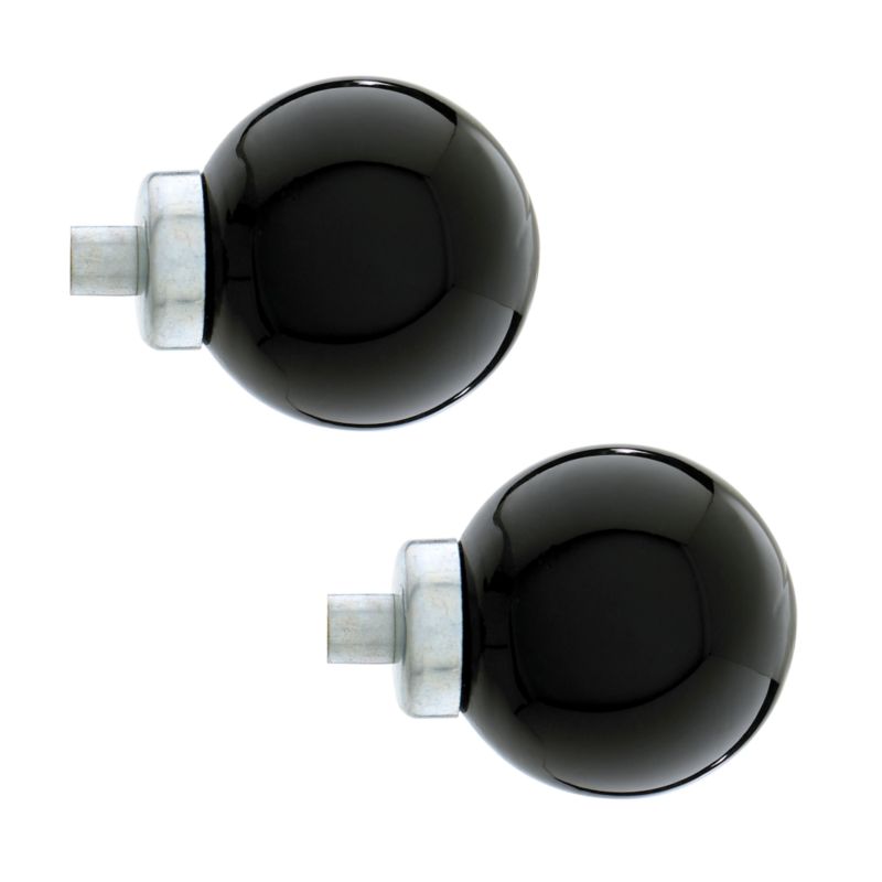 Black Glass Ball Curtain Pole Finials for 19mm