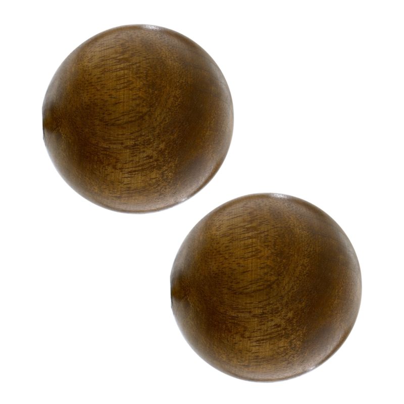 Colours Dark Wooden Ball Curtain Pole Finials for 28mm