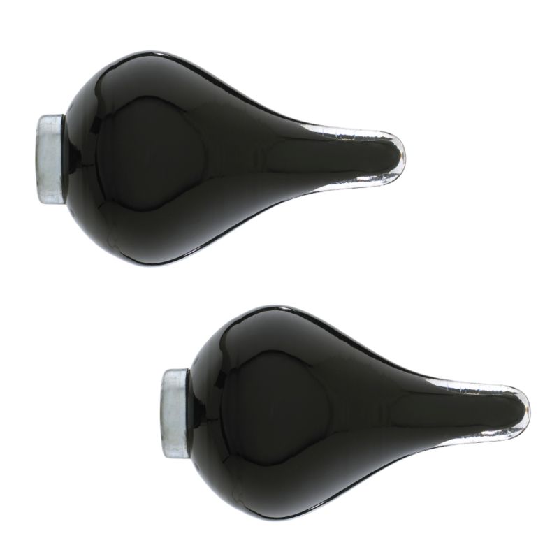 Black Glass Teardrop Curtain Pole Finials for