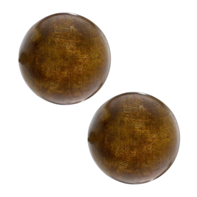 Dark Wooden Ball Curtain Pole Finials for 35mm