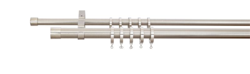 Colours by BampQ Double Layering Curtain Pole Satin Nickel Effect L18m x Dia 28mm