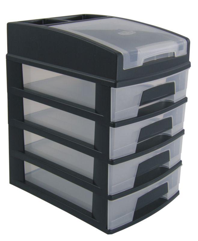 BandQ Core Mini Tower Top Organiser 4 Drawer