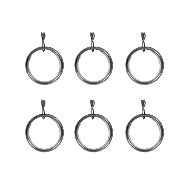 Colours by BandQ Curtain Rings Black Nickel Effect 28mm Pack of 6