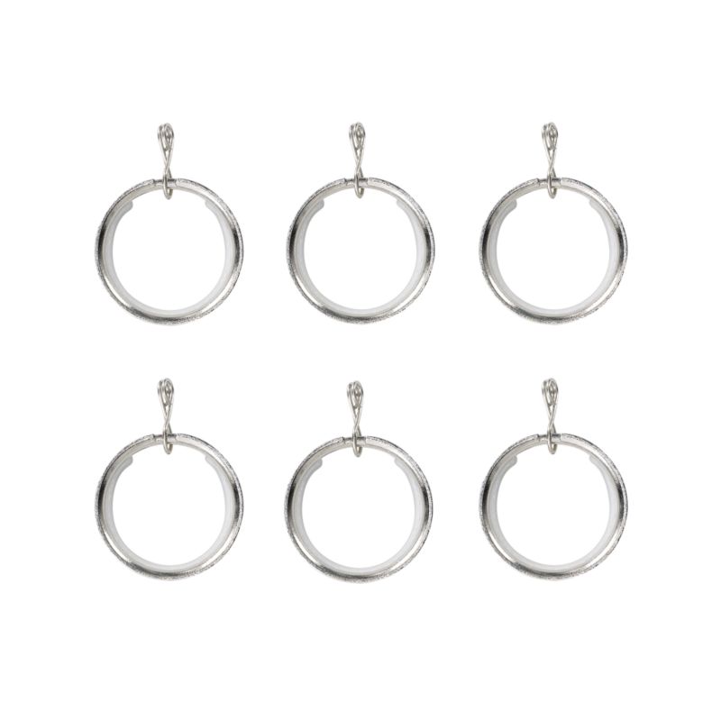 Colours by BandQ Curtain Rings Satin Nickel Effect 19mm Pack of 6