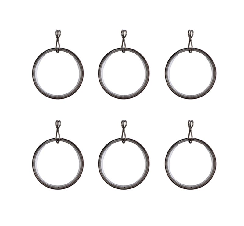Colours by BandQ Curtain Rings Black Silver Effect 28mm Pack of 6