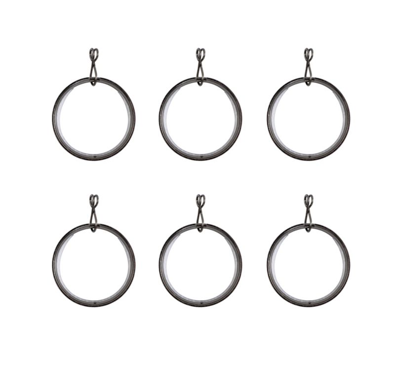 Colours by BandQ Curtain Rings Black Silver Effect 35mm Pack of 6