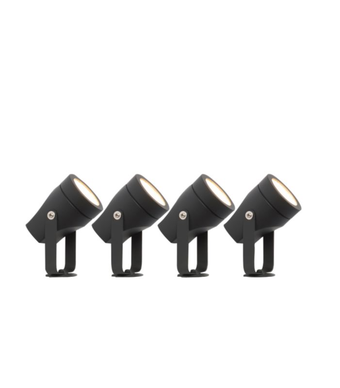 Lights by BandQ Pisto Spotlight Spike Set Matt Black 4pk