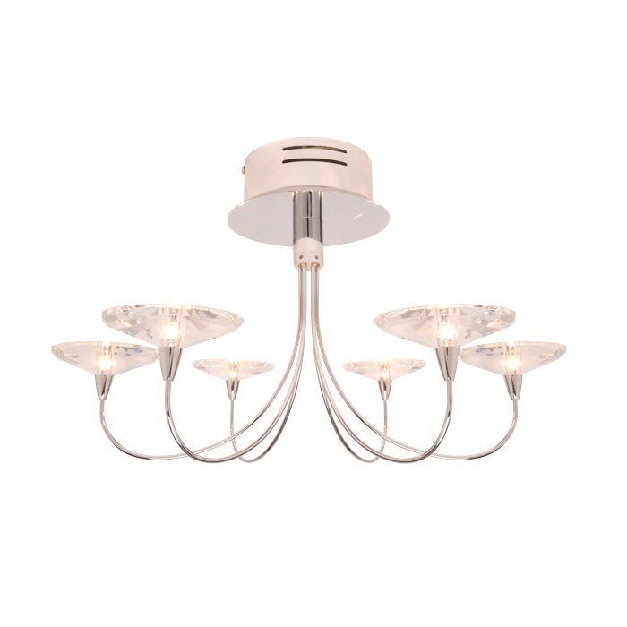 Lights By B&Q Sicilia 6 Light Semi Flush Fitting with Clear Glass Shades WAS �81 NOW �40.50