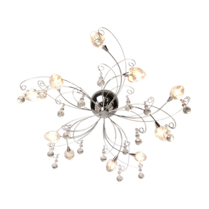 Tallulah With Glass Shades and Beads 10 Light Semi Flush Fitting