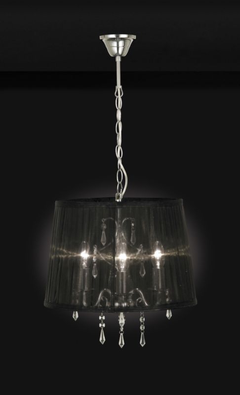 Compton 3 Light Pendant With Glass Beads And Voile Shade
