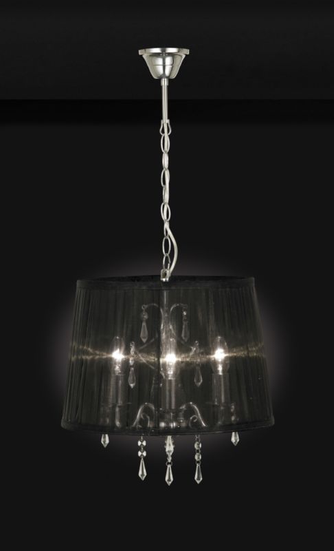 Lights By BandQ Compton 3 Light Pendant With Glass Beads And Voile Shade