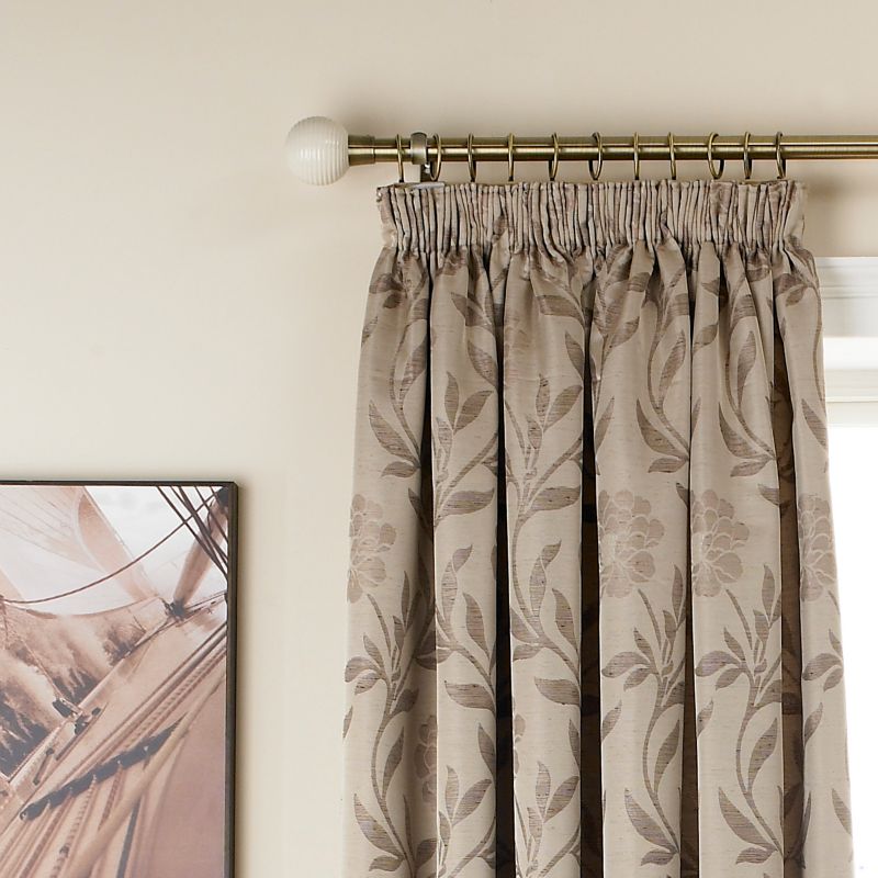 Colours by B&Q Bamboo Floral Pencil Pleat Ready Made Curtains Natural (L)229 x (W)183cm