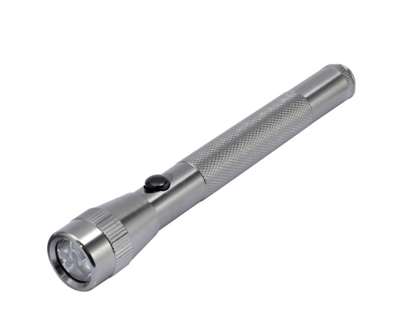 BandQ LED Metal Torch 2AA AluminiumGunmetal Effect