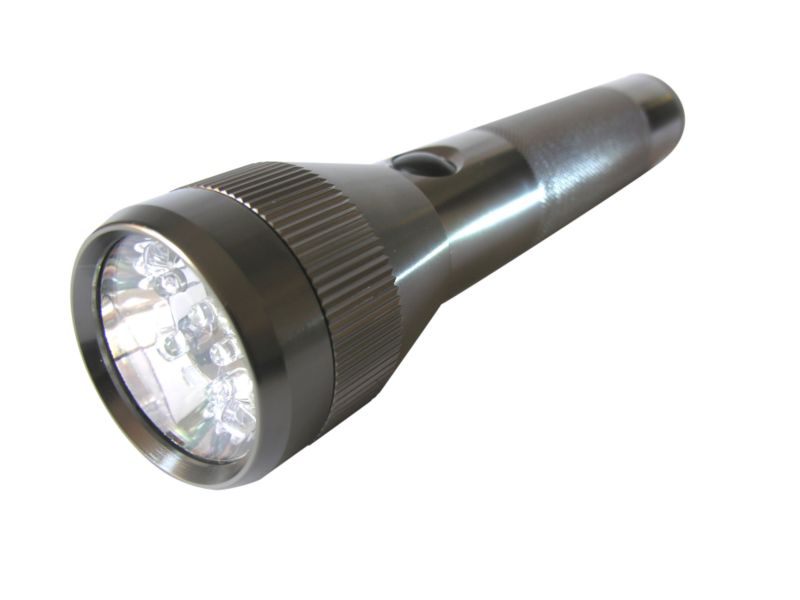 BandQ LED Metal Torch 2D AluminiumGunmetal Effect