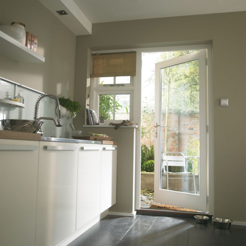BandQ Hatton Glazed Right Hand Door and Frame Set With 450mm Left Hand Sidelight PP9N4SARHH