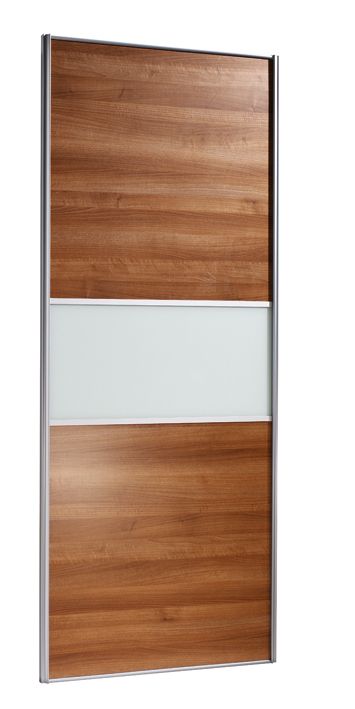 2 Door Wardrobe Cabinet and Door Walnut StyleGlass