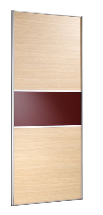 2 Door Wardrobe Cabinet and Door Oak StyleMaroon Glass