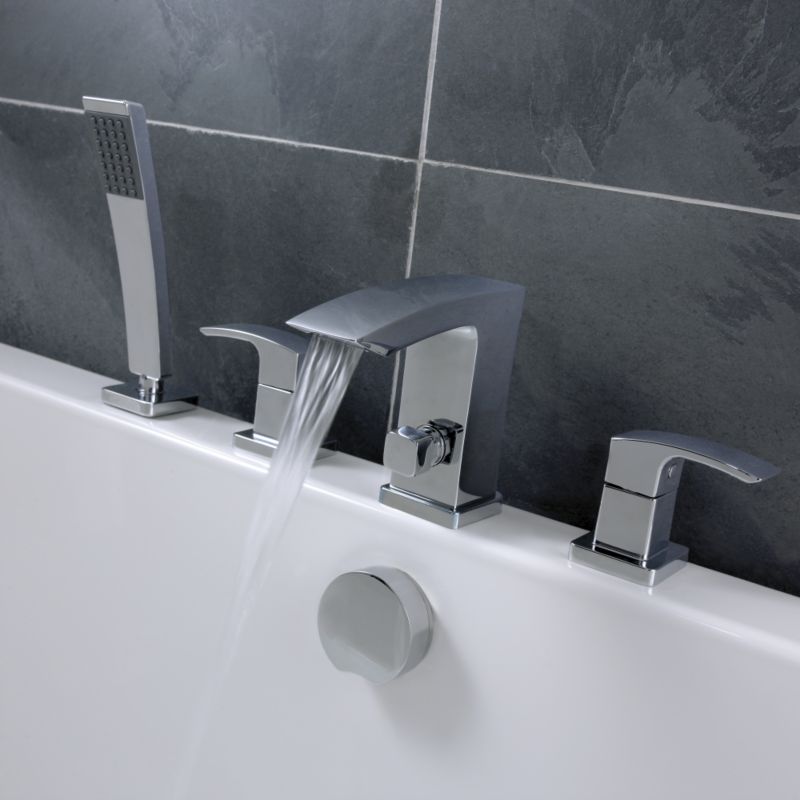 Alternative image for Cooke & Lewis Metro 4 Tap Hole Bath Shower Mixer Chrome Effect