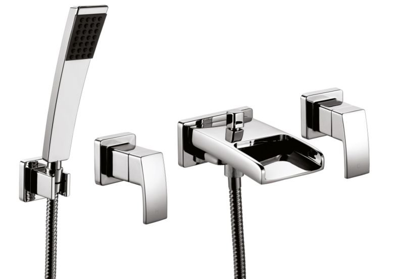 Aqua Fresca Cascade wall-Mounted Bath Shower Mixer Chrome Effect