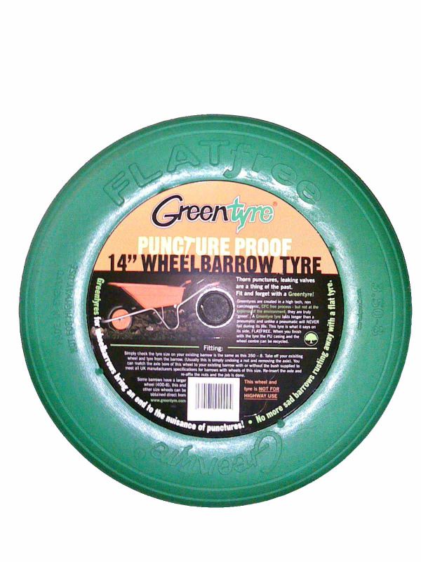 Greentyre Puncture Proof Wheelbarrow Tyre Mini Navi GreenBlack