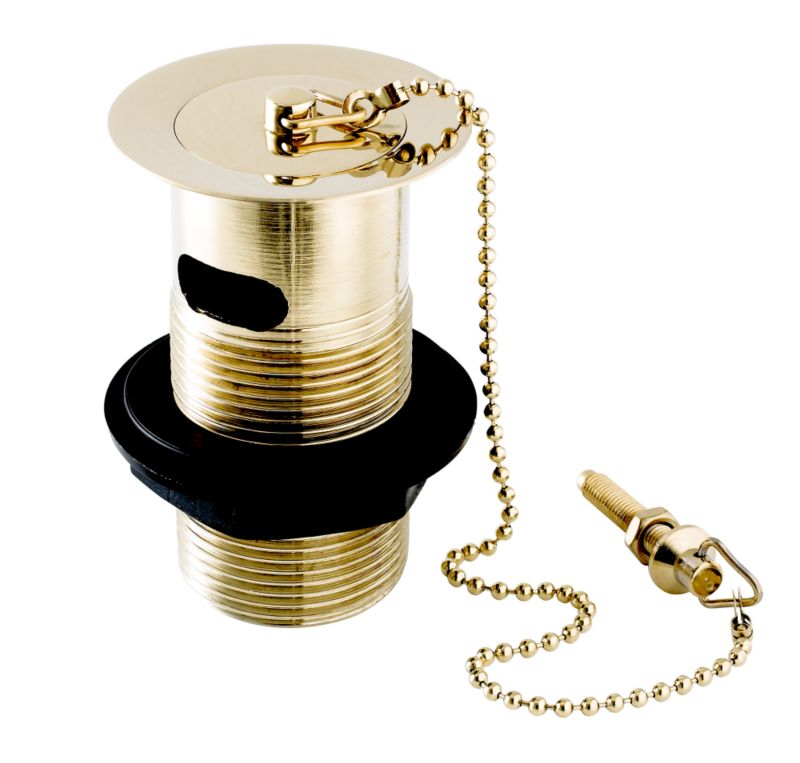 Unbranded Basin Plug and Chain Waste Gold Effect