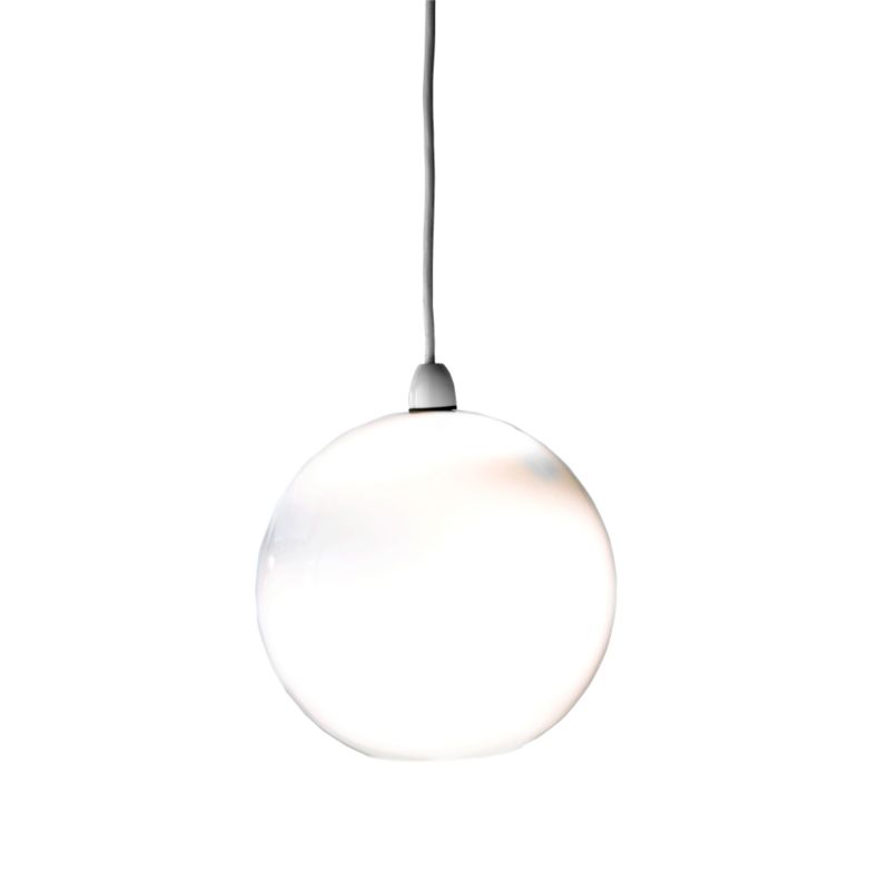BampQ Que Single Glass Pendant Gloss White Glass