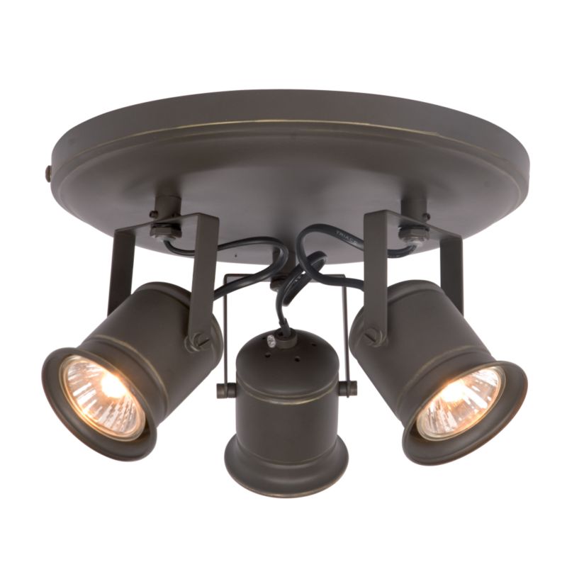 B&Q Crieff 3 Light Round Spotlight Antiqued Bronzed Effect