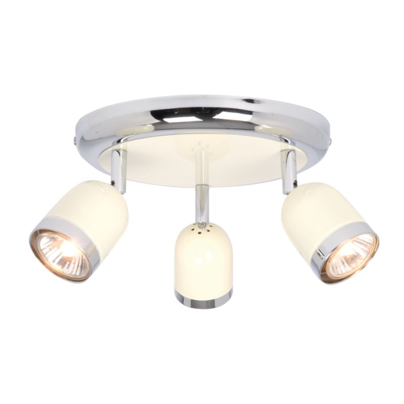 B&Q Edge 3 Light Retro Round Spotlight Retro Cream Gloss