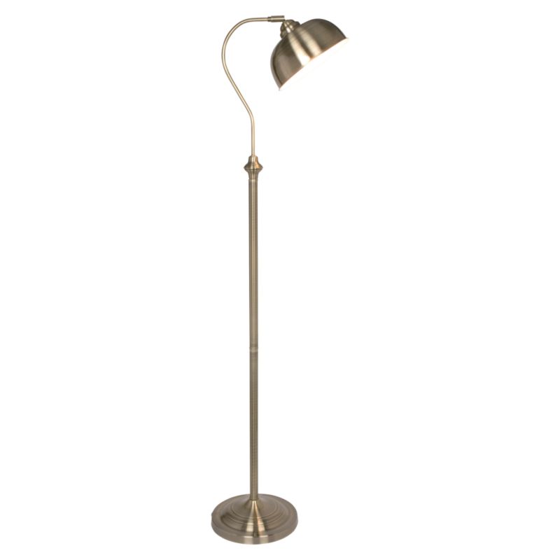 B&Q Carswell Single Metal Shade Floor Light Antique Brass Effect