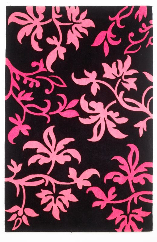 Scroll Rug Black/Pink (W) 60 x (L) 120cm