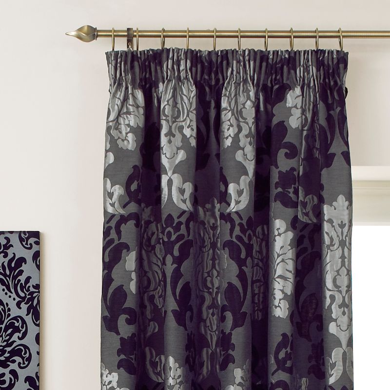 Colours Collection by B&Q Antonia Damask Jacquard Pencil Pleat Black Mix