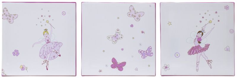 Colours by BandQ Set of 3 Fairy Princess Printed Canvas