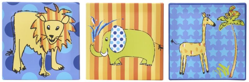 Colours by BandQ Set Of 3 Safari Printed Canvas