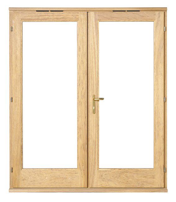 BandQ Rio Hardwood 1 Light Glazed French Door Set 1200mm BQRIO12P20