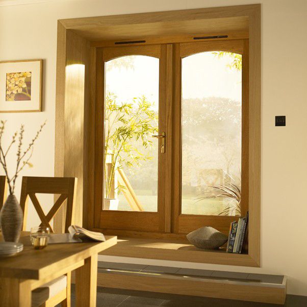 BandQ Rio Hardwood 1 Light Arched Glazed French Door Set 1500mm BQRIO15PSH