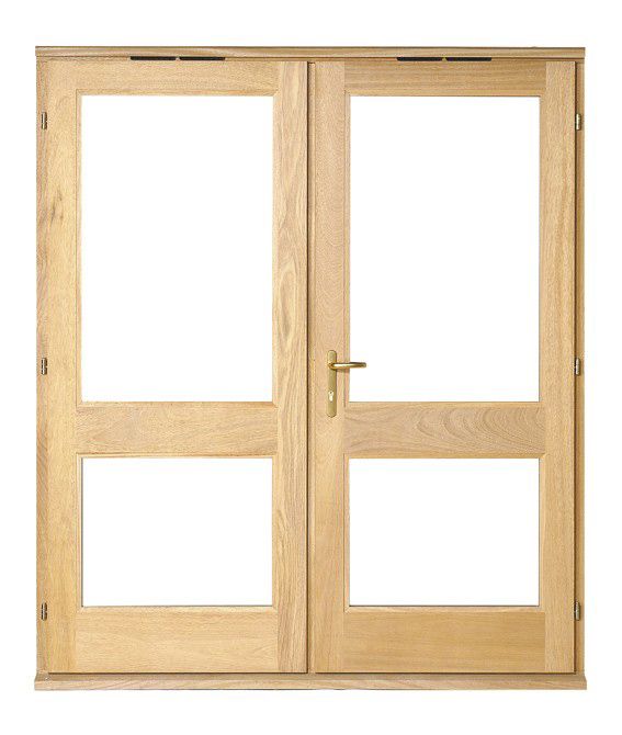 BandQ Rio Hardwood 2 Light Glazed French Door Set 1500mm BQRIO15PGG