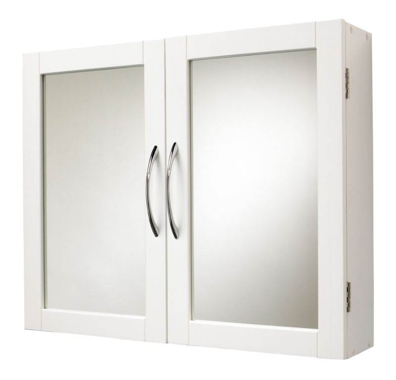 Framed White Double Door Cabinet