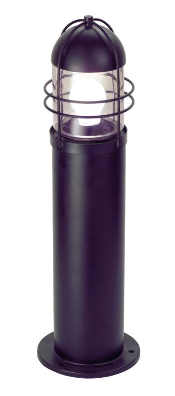 Apache Post Top With Smoked Glass Shade 60w Matt Black Painted