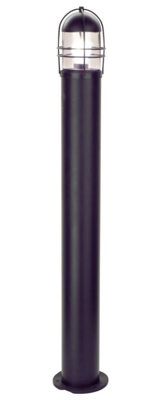Apache Bollard With Smoked Glass Shade 60w Matt Black Painted