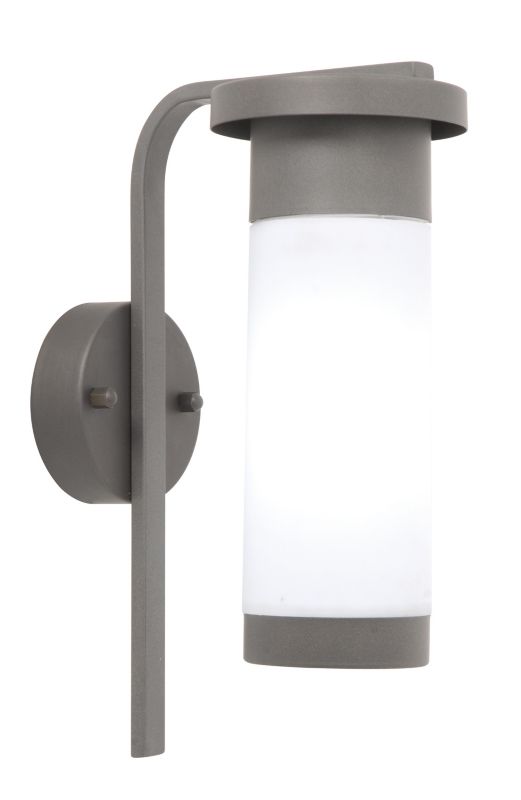 Pharos Wall Light With Frosted Shade 11w Metallic Grey Painted