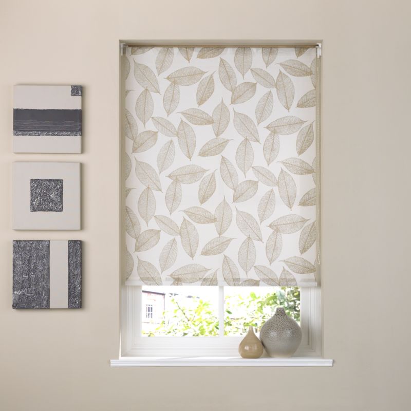 Colours by B&Q Skeleton Leaf Design Roller Blind Gold (W)180 x (L)160cm