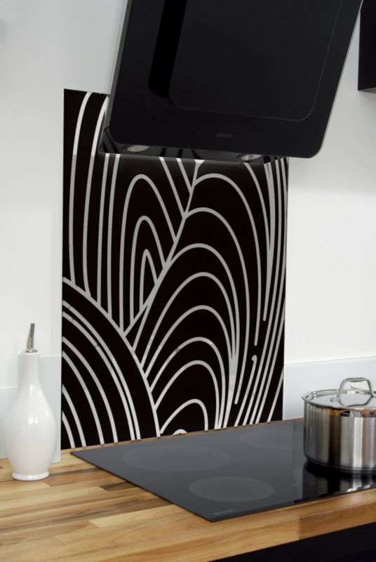 Glass Splashback Ebony Chalk Pattern H750 x W600 x D6mm