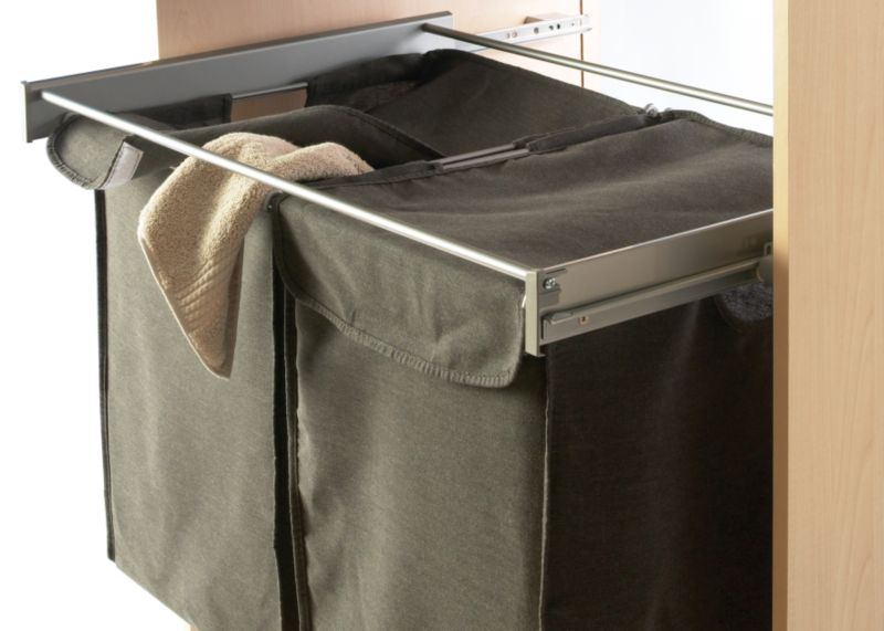 Width Pull-Out Grey Laundry Bin