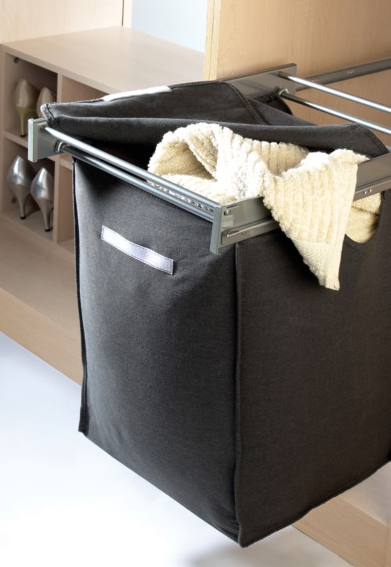 Single Width Pull-Out Grey Laundry Bin