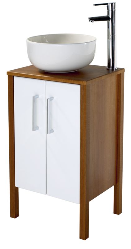 Cooke & Lewis Andorra Cloak Vanity Unit Walnut EffectGloss White Finish