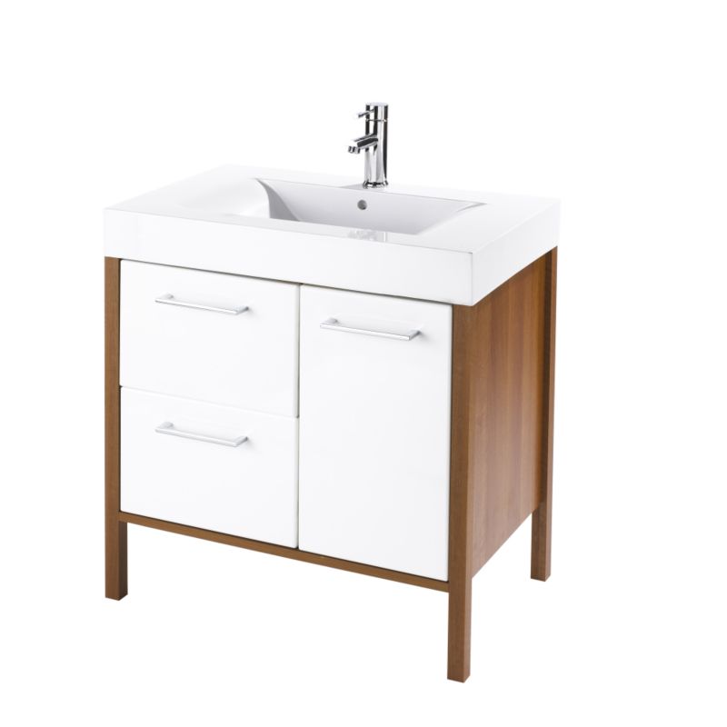Cooke & Lewis Andorra Vanity Unit Walnut EffectGloss White Finish
