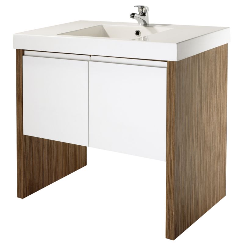 Cooke & Lewis Lounge Vanity Unit with Resin Basin White / Zebrano Effect